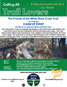 White Rock Creek Trail Cleanup (VH)